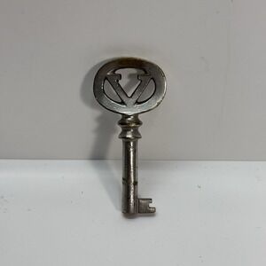 Antique Victor Victrola Phonograph Cabinet Key V Logo Skeleton Open Barrel